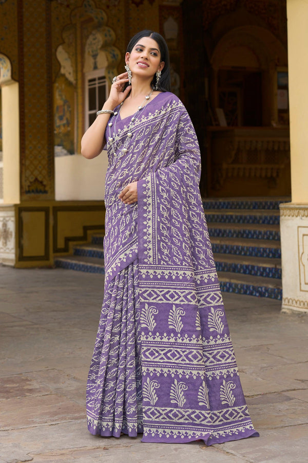 WOMANIYA cotton silk printed saree - Apple Lifestyle