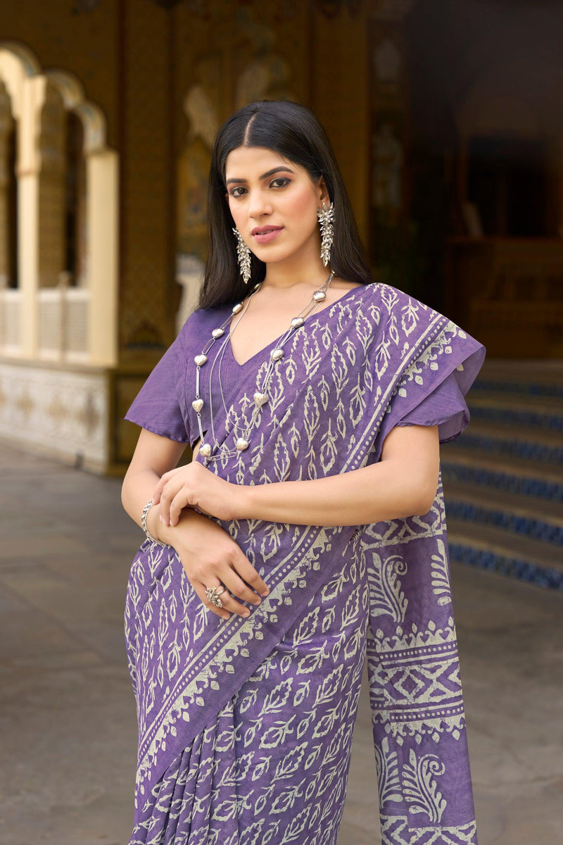 WOMANIYA cotton silk printed saree - Apple Lifestyle