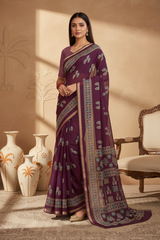 Soft Liva Batiq Print Saree with Traditional Lagdi Patta