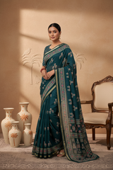 Soft Liva Batiq Print Saree with Traditional Lagdi Patta
