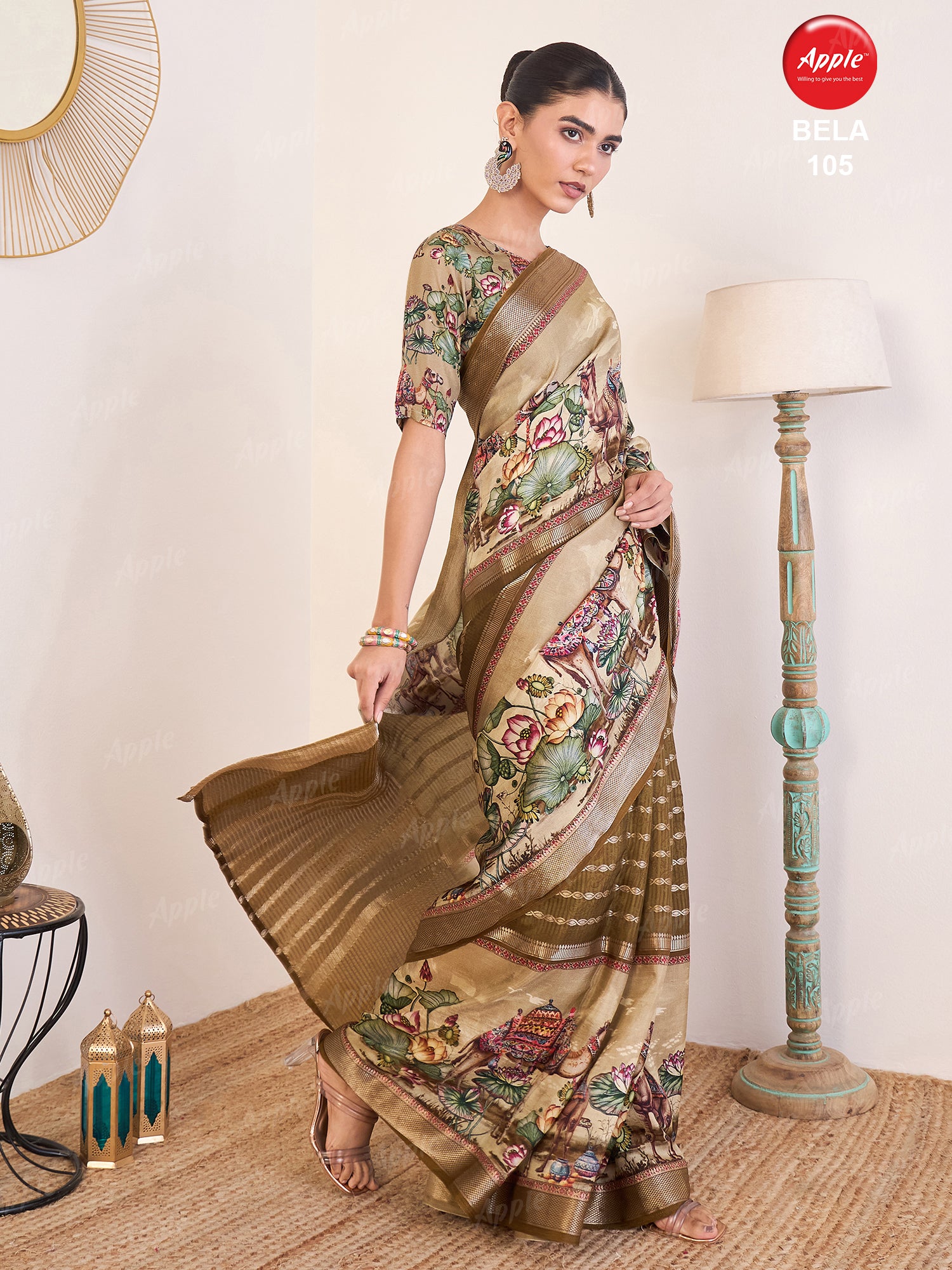 BELA-Rustic Lotus Garden Designer Saree