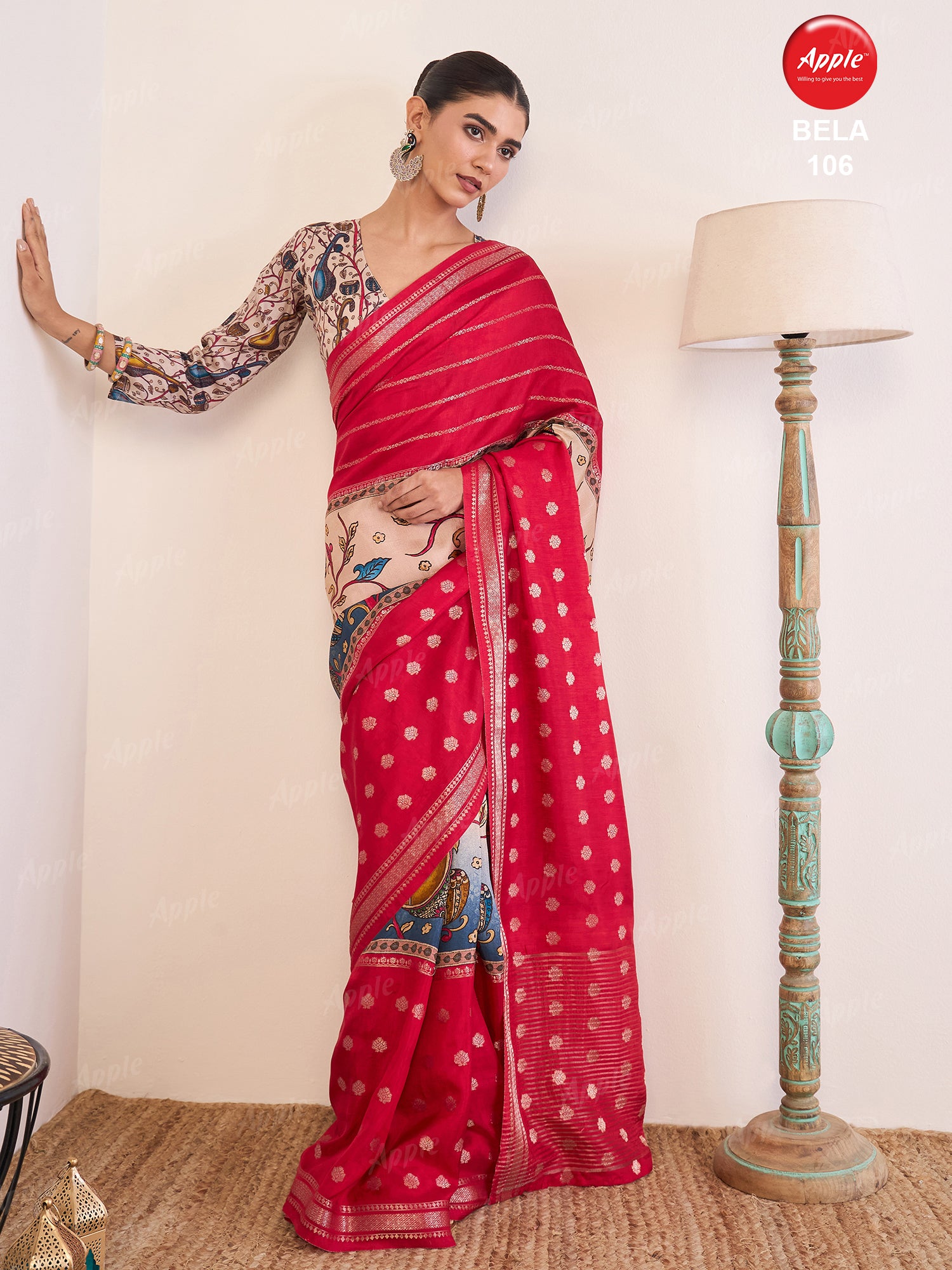 BELA-Rani Pink Heritage Weave Saree