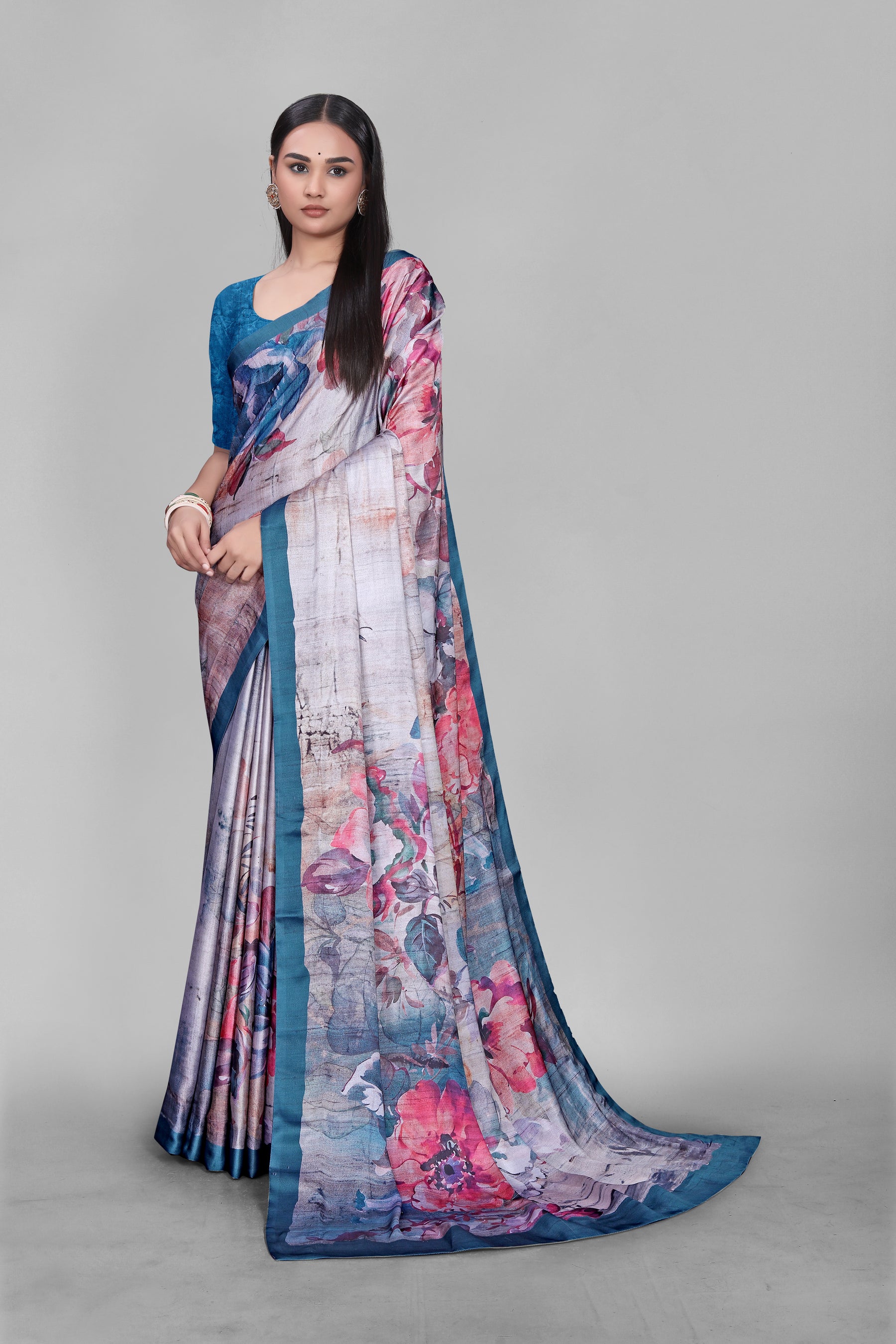 AURA-Elegant floral digital print with soft pastel tones