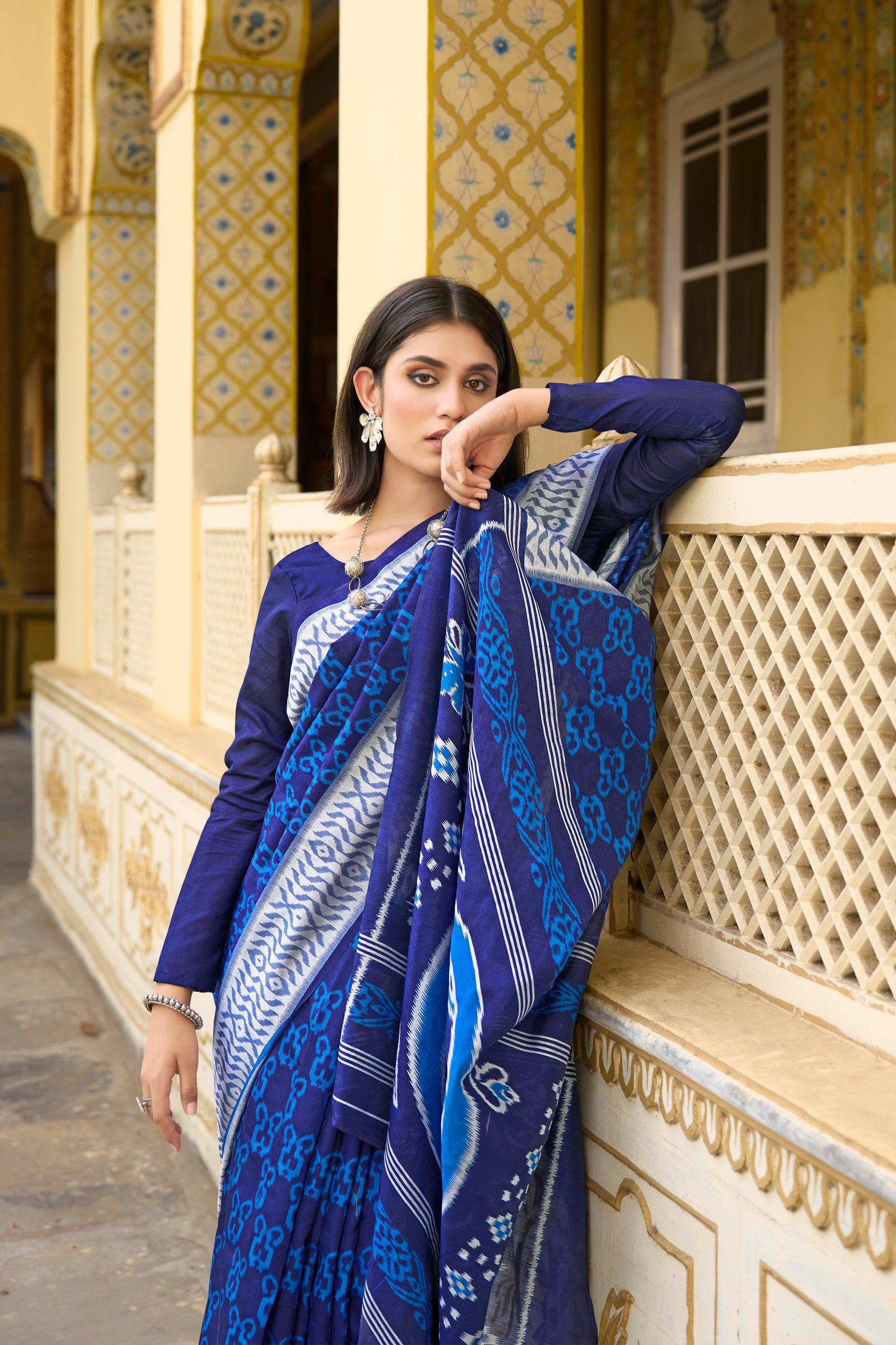WOMANIYA Abstract Print Bhagalpuri Saree - Apple Lifestyle