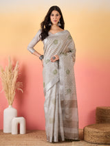 ZARI MAHAL-Graceful zari-style border adds a refined traditional touch
