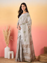 ZARI MAHAL-Graceful zari-style border adds a refined traditional touch