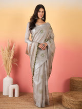 ZARI MAHAL-Graceful zari-style border adds a refined traditional touch