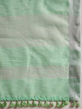 ZARI MAHAL-Mint Green Linen Saree with Elegant Floral Woven Border & Subtle Motif Work