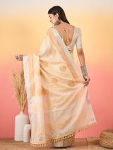 ZARI MAHAL-Intricate mustard yellow ethnic embroidery across the border and pallu