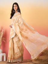 ZARI MAHAL-Intricate mustard yellow ethnic embroidery across the border and pallu