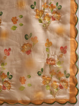 HARMONY-Peach Floral Organza Saree with Elegant Printed Border and Designer Blouse