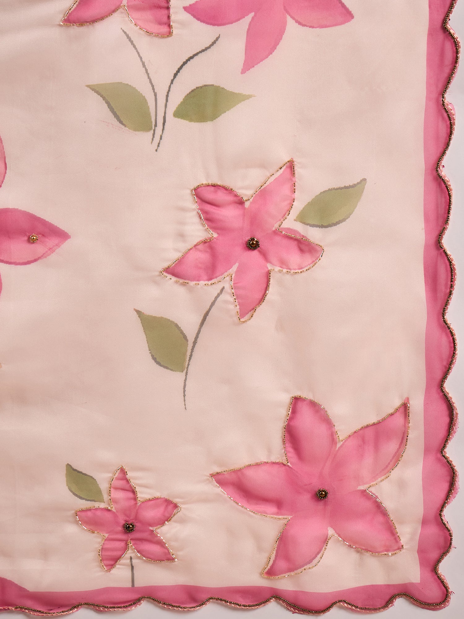 HARMONY-Blush Pink Organza Saree with Floral Print and Designer Pink Blouse