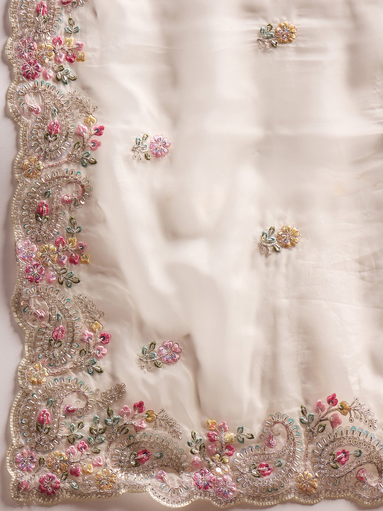 Parampara Crystal Saree with Bead Embroidery – Elegant All-Over Handcrafted Beadwork, Perfect for Weddings, Festivals, and Celebrations