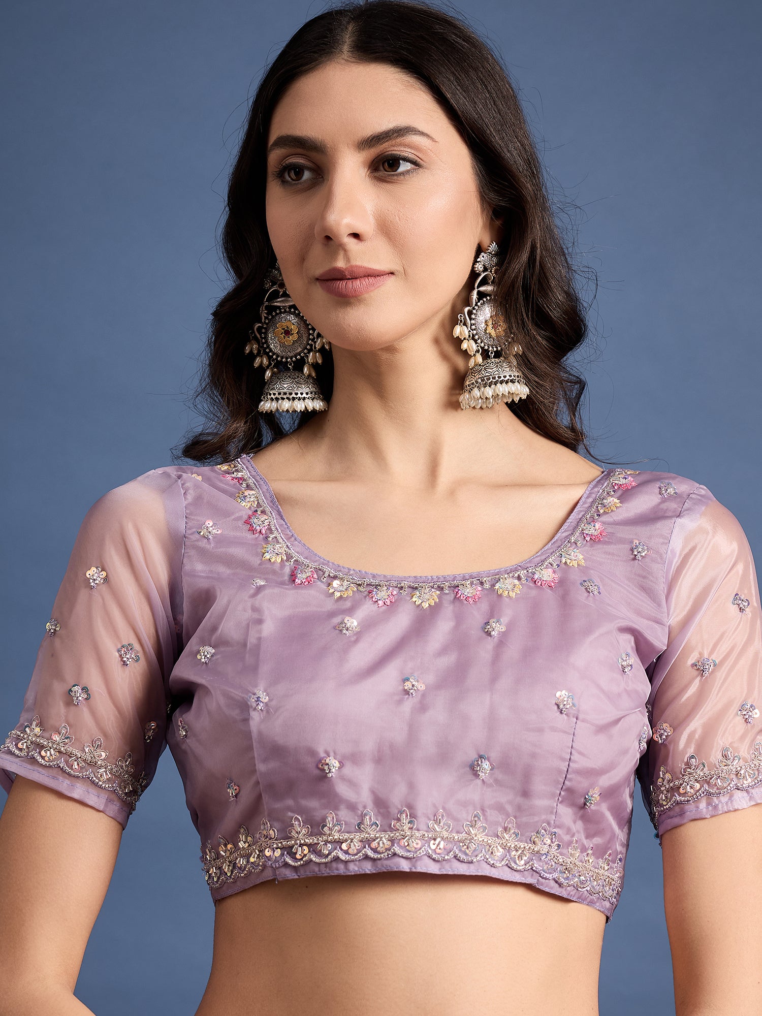 Parampara Crystal Saree with Beadwork – Luxurious Embroidery All Over, Ideal for Weddings and Special Occasions