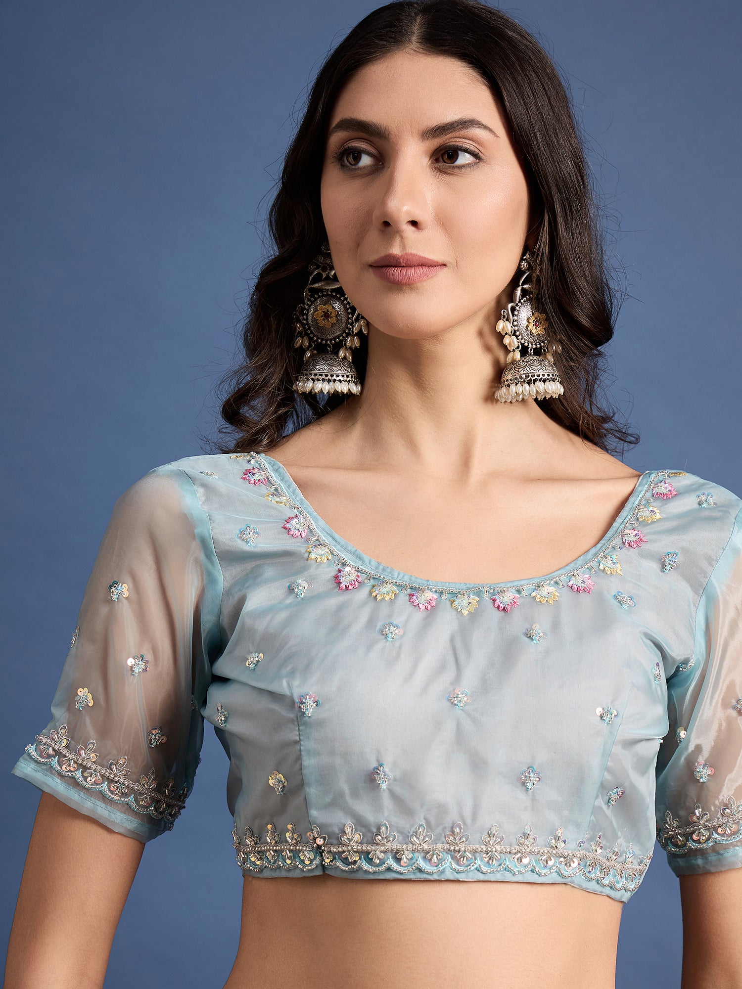 Parampara Crystal Saree – Elegant Embroidery Beads Work All Over | Perfect for Weddings, Parties, and Special Occasions