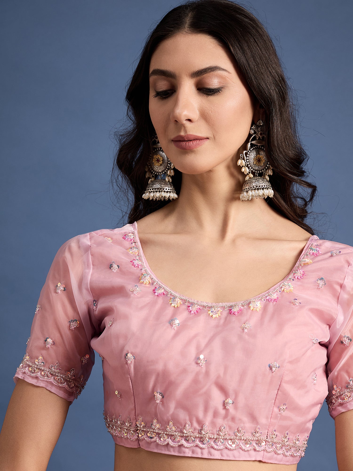 Parampara Crystal Saree with Handcrafted Bead Embroidery – Timeless Elegance, Luxurious Fabric for Weddings, Festivals, and Celebrations