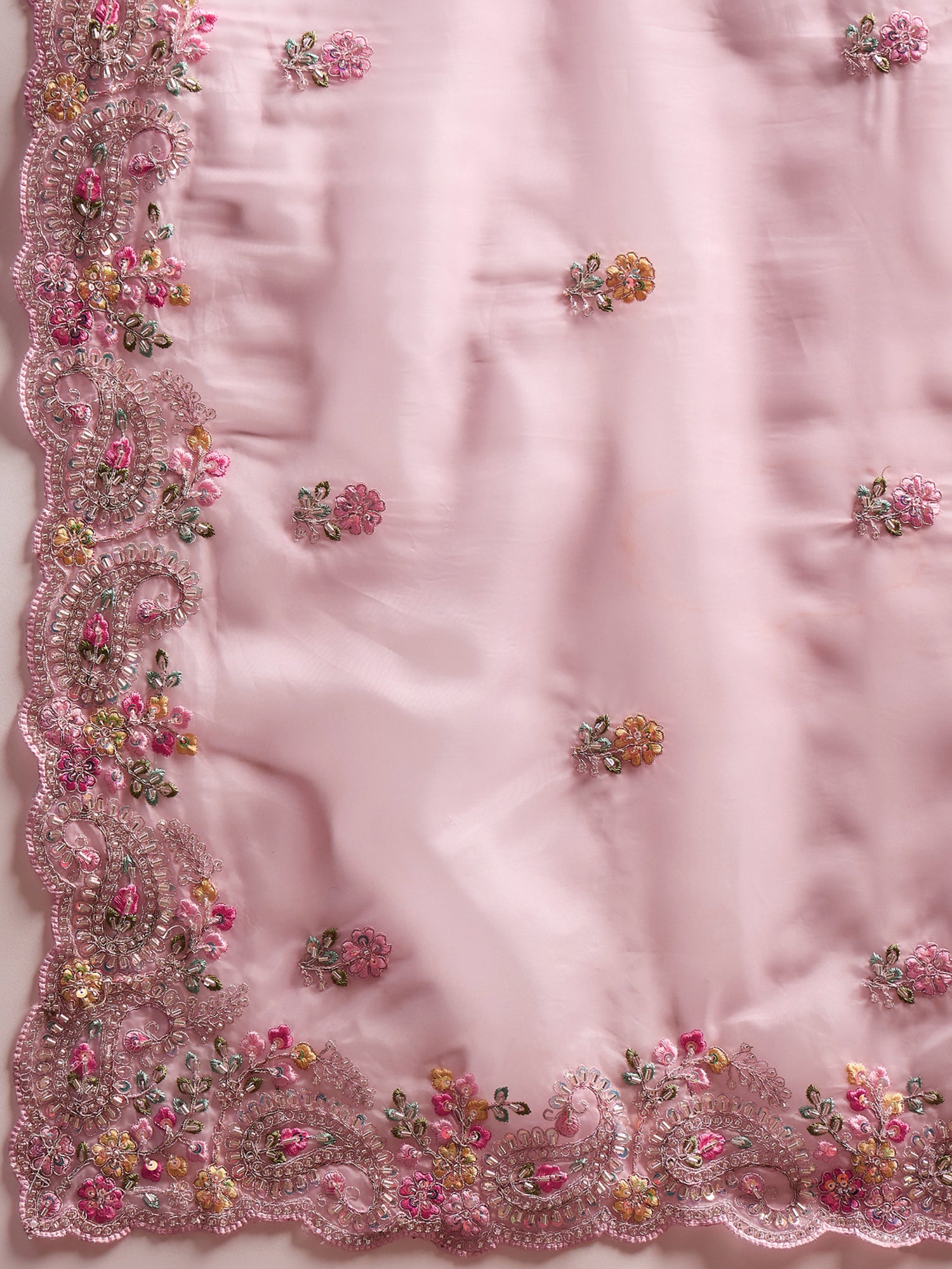 Parampara Crystal Saree with Handcrafted Bead Embroidery – Timeless Elegance, Luxurious Fabric for Weddings, Festivals, and Celebrations