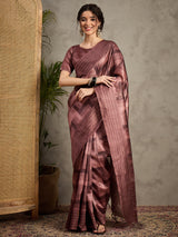 TARANG-Elegant Mauve Shibori Style Silk Saree with Embellished Woven Border