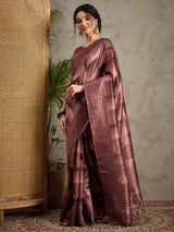 TARANG-Elegant Mauve Shibori Style Silk Saree with Embellished Woven Border