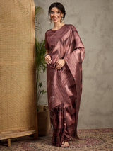 TARANG-Elegant Mauve Shibori Style Silk Saree with Embellished Woven Border