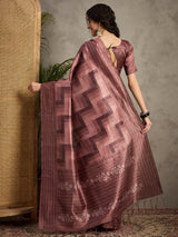TARANG-Elegant Mauve Shibori Style Silk Saree with Embellished Woven Border