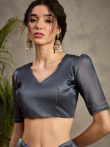 TARANG-Midnight Grey Shibori Style Designer Saree with Elegant Woven Border