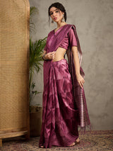 TARANG-Elegant Wine Purple Geometric Pattern Designer Saree