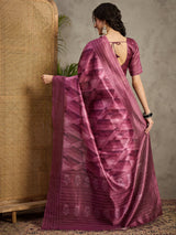 TARANG-Elegant Wine Purple Geometric Pattern Designer Saree