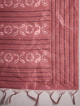 TARANG-Rosy Wine Abstract Print Designer Saree with Elegant Woven Border