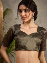 TARANG-Golden Beige Abstract Designer Saree with Elegant Woven Border and Artistic Pallu