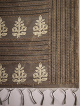 TARANG-Golden Beige Abstract Designer Saree with Elegant Woven Border and Artistic Pallu