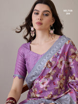 SELTOS Women`s Cotton Silk Cotton Blend Saree Floral Design saree