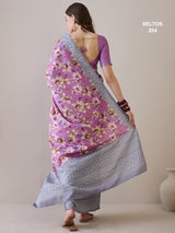 SELTOS Women`s Cotton Silk Cotton Blend Saree Floral Design saree