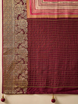 ADHIRA-Elegant blush pink saree with artistic floral and cultural figurine print design