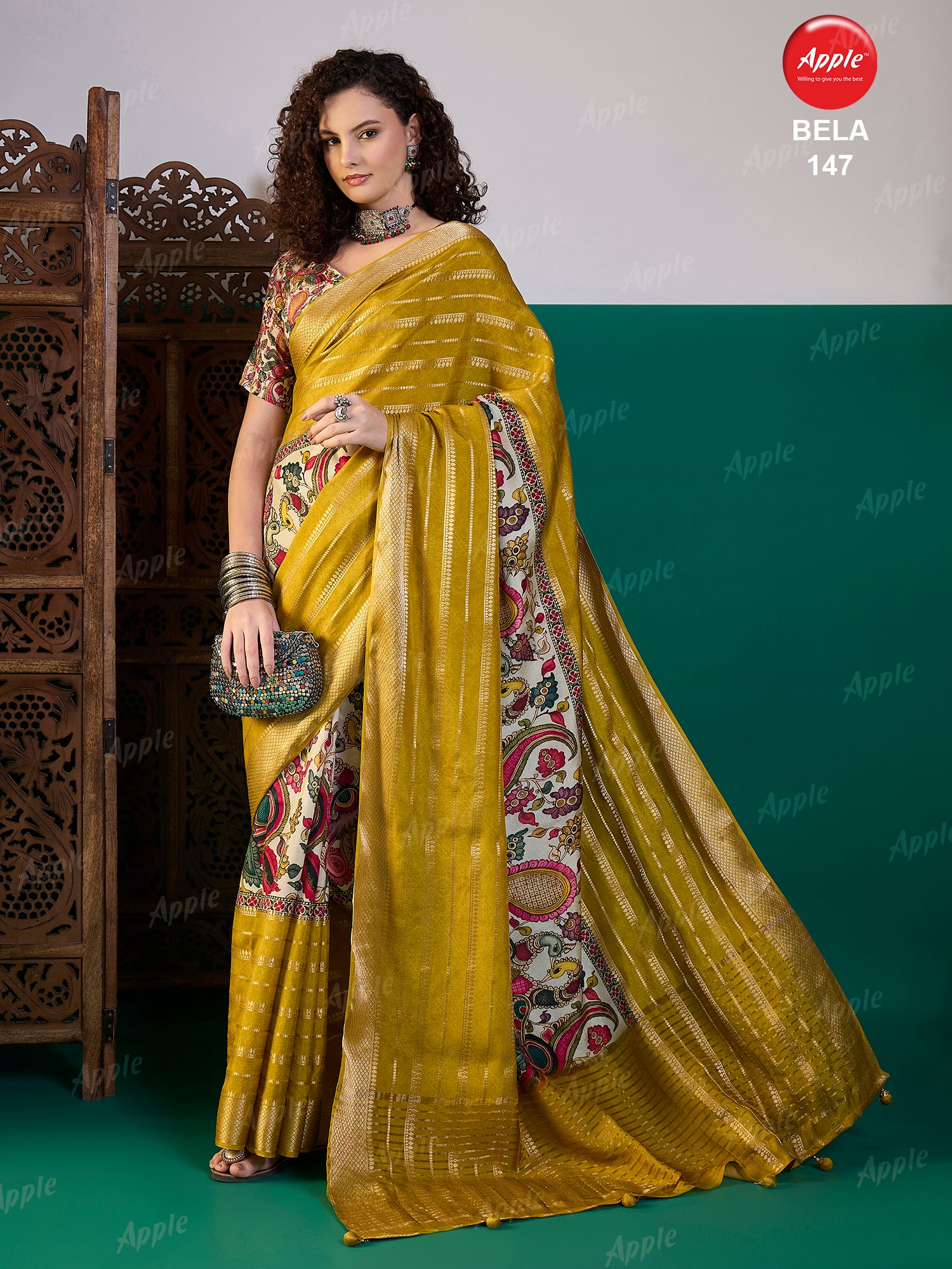 BELA-Elegant mustard yellow saree with rich traditional charm