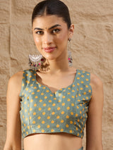 HARMONY-Elegant Cream Organza Saree with Oversized Floral Print and Designer Blouse