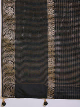 RIWAAYAT-Olive Green Floral Heritage Silk Saree with Antique Zari Border