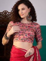 RIWAAYAT-Royal Crimson Floral Designer Saree with Antique Zari Border