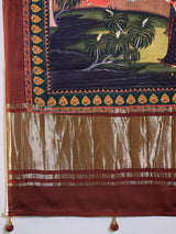 SURTAAL-Emerald Green Peacock & Lotus Heritage Print Saree