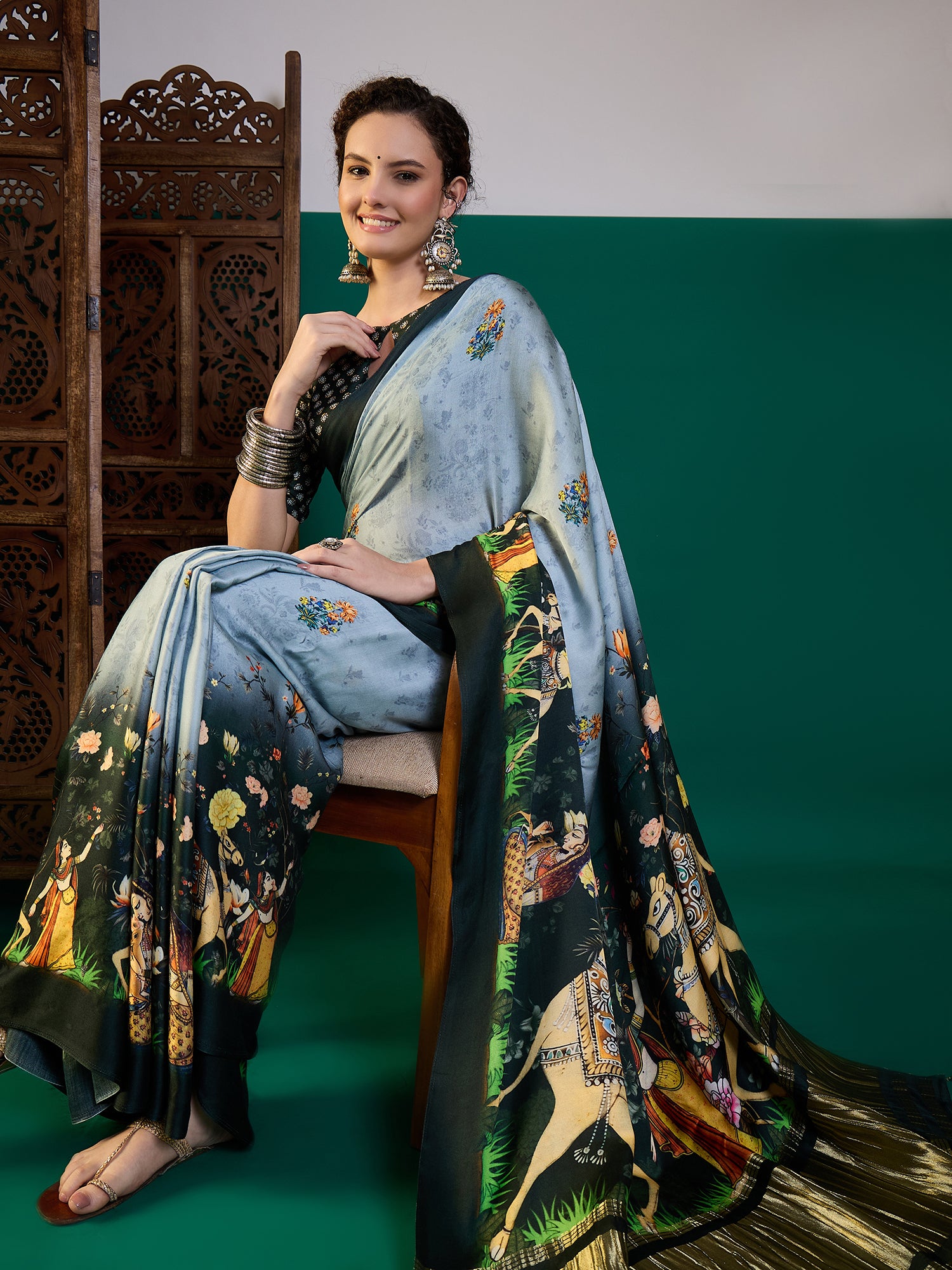 Classic Surtaal Figure Print Sarees