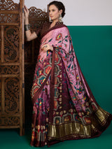 SURTAAL-Royal Plum Floral Kalamkari Designer Saree
