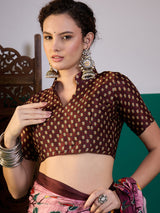 SURTAAL-Royal Plum Floral Kalamkari Designer Saree