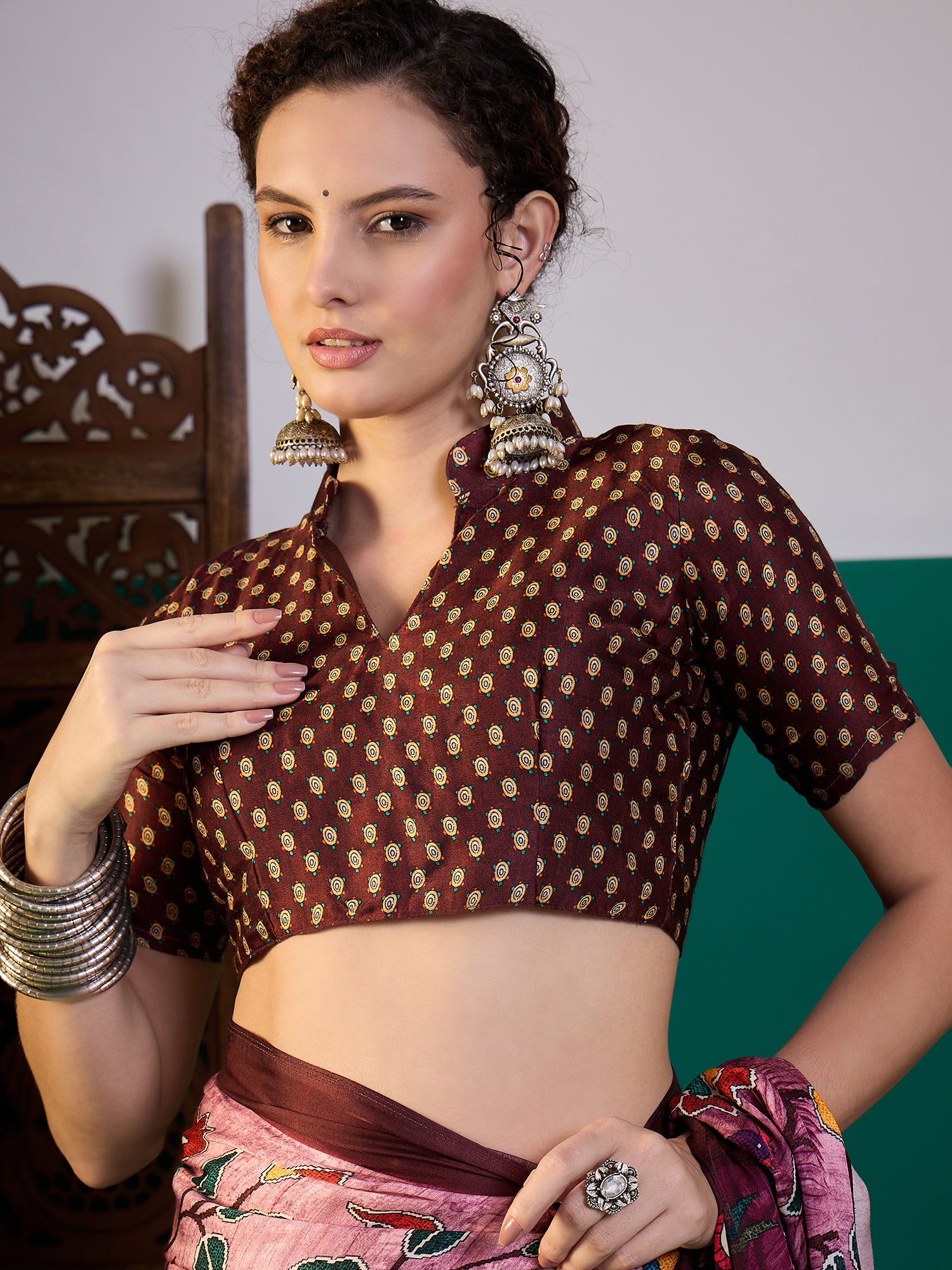 SURTAAL-Royal Plum Floral Kalamkari Designer Saree