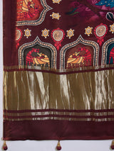 SURTAAL-Royal Plum Floral Kalamkari Designer Saree