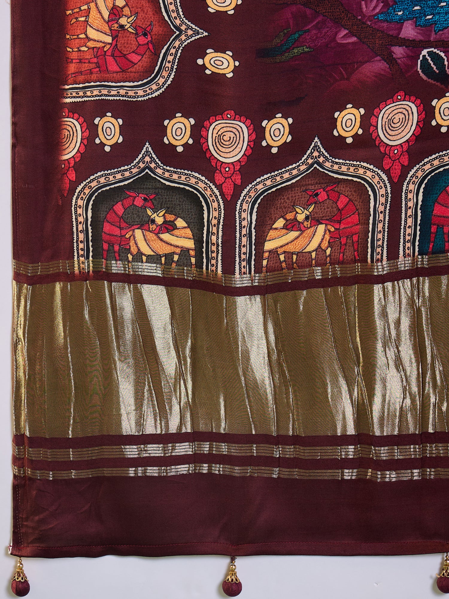 SURTAAL-Royal Plum Floral Kalamkari Designer Saree