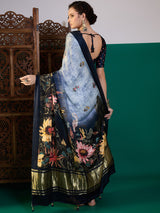 SURTAAL-Rich navy border with subtle zari detailing enhances the saree’s sophisticated appeal
