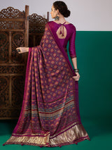Soft Fabric Printed Saree with Lagdi Patta