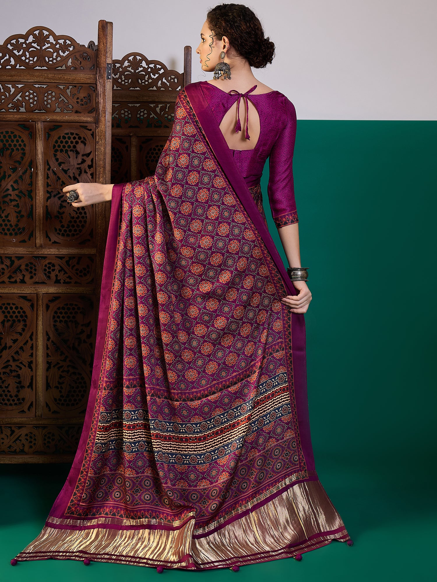 Soft Fabric Printed Saree with Lagdi Patta