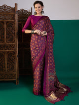 Soft Fabric Printed Saree with Lagdi Patta