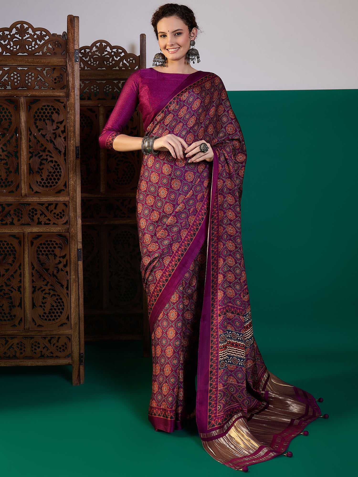 Soft Fabric Printed Saree with Lagdi Patta